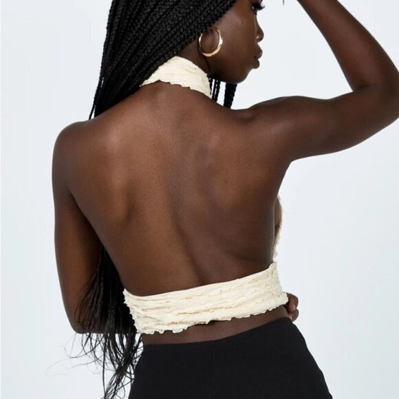 Princess Poly CHAYSE TOP BEIGE Halter cropped stretch deep V Size 12 NEW NWT - Picture 5 of 13